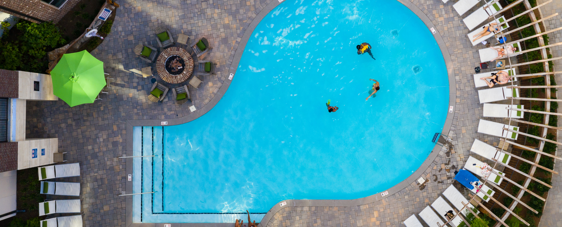 Birds-eye view of a pool